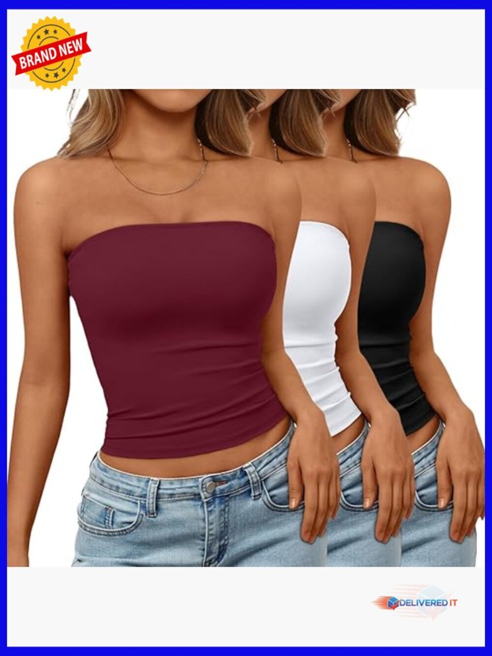 3 Pack Strapless Bandeau Crop Tube Tops Going Out Summer